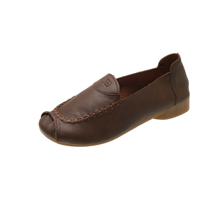 妈妈鞋中老年舒适单鞋工作鞋子软皮软牛筋底软面皮鞋一脚蹬女鞋