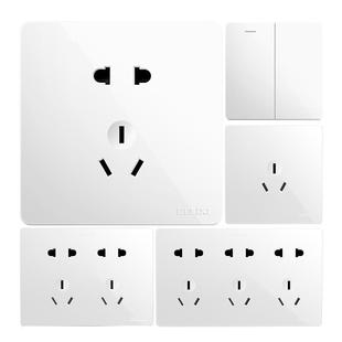 德力西明装开关插座家用一开双控5五孔 明线电源插座面板多孔开关