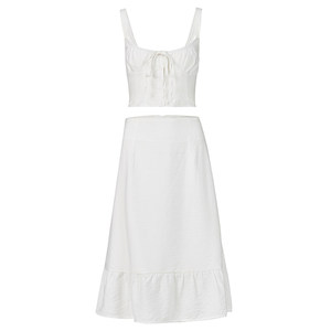 ITSNIKARITSNIKAR「朱莉套装」法式蝴蝶结套装女白色吊带上衣半身裙两件套