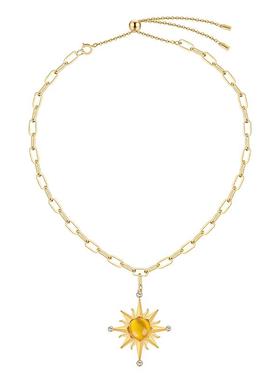 代斯同款HEYUISLAND黑鱼岛新款日月同辉猫眼石太阳波西米亚风项链