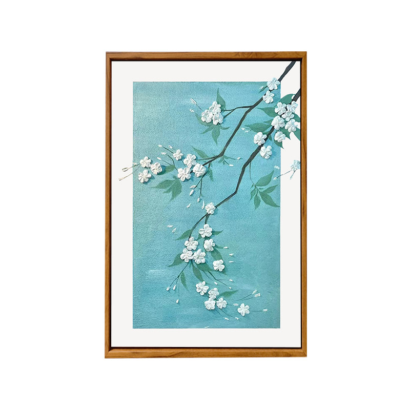 春天燕子海棠樱花肌理数字油画