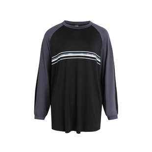 韩版大码宽松健身服女瑜伽服跑步速干T恤网红ins拼袖运动上衣罩衫