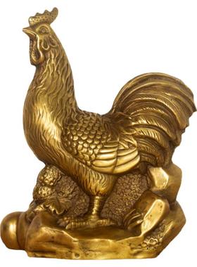 纯黄铜鸡摆件十二生肖鸡合家欢乐鸡铜公鸡母子鸡方底如意鸡战斗鸡