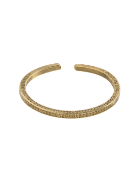 纯黄铜实心方形心经手镯女款开口