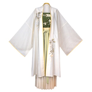 拟梦槐花语原创国风宋制日常汉服褙子刺绣吊带褶裙绿色仙气春秋款