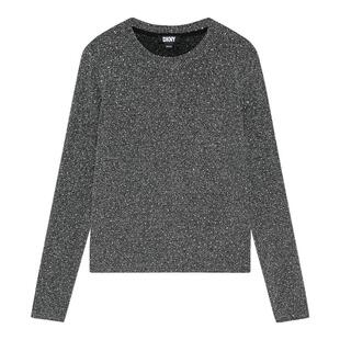 DKNY唐可娜儿春夏款长袖T恤女亮钻璀璨星空银丝圆领休闲上衣时尚