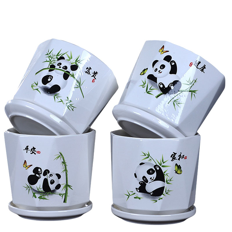 花盆陶瓷特价清仓大号特大号带托盘创意白色绿萝欧式室内简约风格