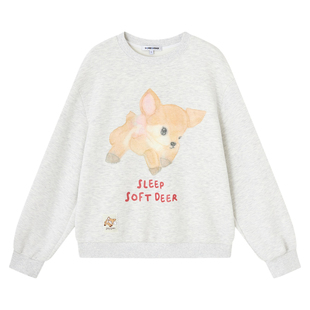 SOMESOWE 小鹿绒绒圆领长袖卫衣