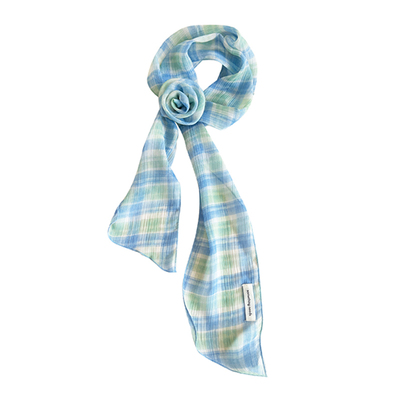 原创含真丝时髦格纹丝巾女