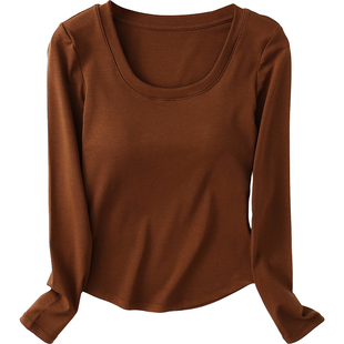 天丝莱赛尔 C位小蛮腰 春秋季长袖打底衫女 带胸垫T恤 阿狸格格