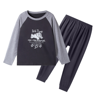 胖男童秋衣秋裤套装大童春秋款棉加肥加大码内衣套装男孩宽松睡衣