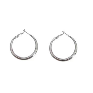 银色素圈耳环2026新款爆款轻奢高级感气质独特耳圈女耳钉圈圈耳饰