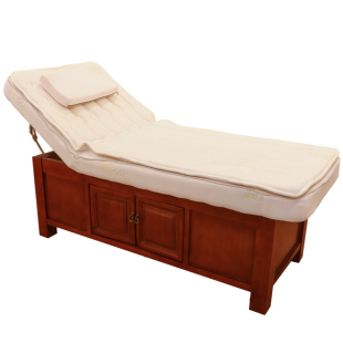 美容院专用实木美容SPA床乳胶棉床垫按摩推拿理疗床带床柜有质保