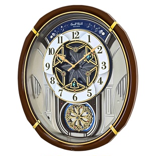 RHYTHM丽声音乐报时进口客厅家用新中式欧式高档大气时尚豪华挂钟