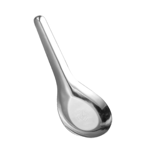 老式铁勺子不锈钢成人短柄平底勺加深款汤勺匙调羹儿童吃饭勺家用