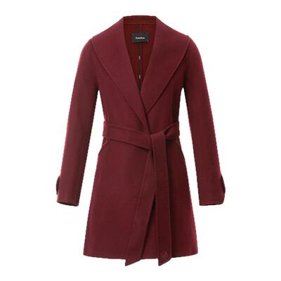 【瑰丽大衣】珂莱蒂尔冬季100绵羊毛双面呢大衣女中长款系带外套