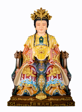 碧霞元君神像家用供奉摆件东岳泰山老奶奶圣母铜彩绘泰山娘娘佛像