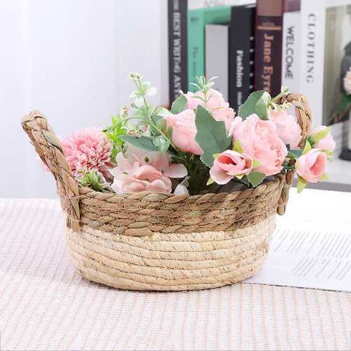 货源供应蒲草置物筐物家居置花脏盆栽篮器储物衣篮篮手工编织