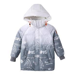 2025新款品牌儿童羽绒服中大男童中长款韩版洋气渐变冬装加厚外套