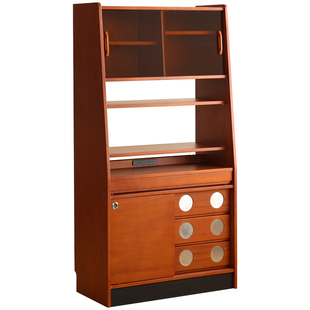 小万家具中古折叠伸缩书桌书柜一体小户型家用伸缩抽拉电脑桌书架