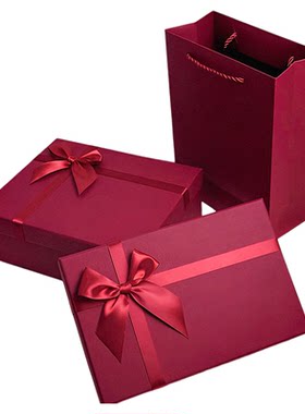 酒红色礼盒围巾睡衣礼物盒包装盒
