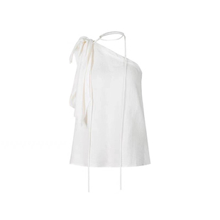 可遇不可求! 高级感性感褶皱露斜肩无袖上衣女外穿雪纺吊带背心