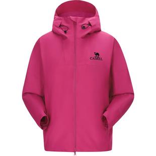 骆驼雨神户外紫荆红冲锋衣女2026新款春夏硬壳防风防水登山服外套