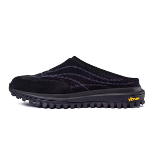 DIEMME Maggiore Suede手工制作绒面革Vibram鞋底一脚蹬拖鞋黑色