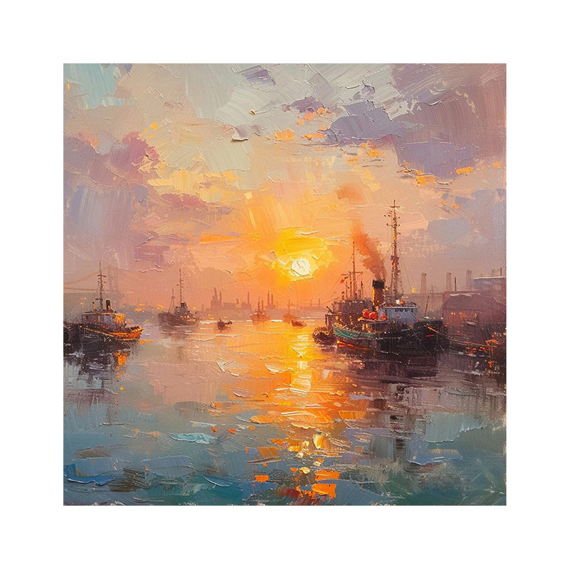 白鹿艺术手绘油画金属外框印象画