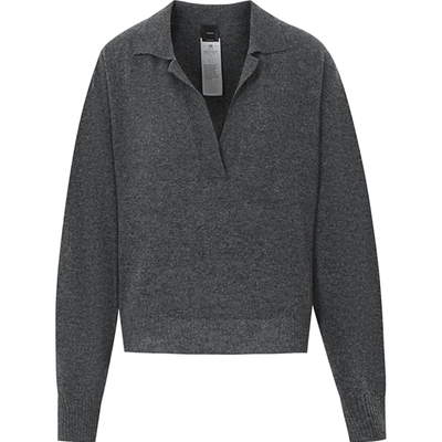 衬衫式翻领长袖针织衫