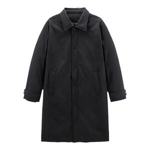 太平鸟男装风衣羽绒服男长款2024冬季新款黑色商务保暖翻领外套