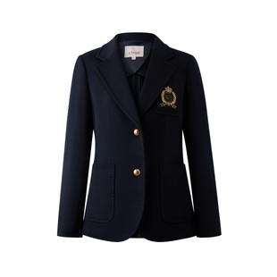 【含绵羊毛】Eland衣恋西装女翻领收腰金属扣外套2026春季新款