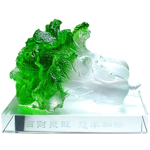 开业开张大吉摆件水晶琉璃玉白菜聚福招财百财如意装饰品乔迁礼物