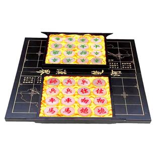 天然玛瑙象棋玉石棋子成人儿童家用大号加厚纯天然实木棋盘送长辈