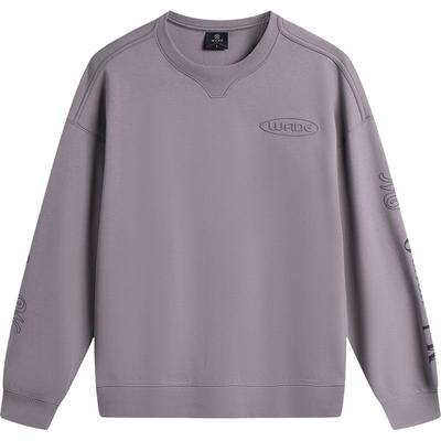 李宁宽松圆领男印花套头无帽卫衣