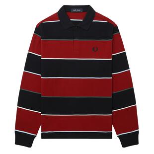 FRED PERRY男装长袖条纹polo衫2025秋季新款活力潮流翻领拼色上衣