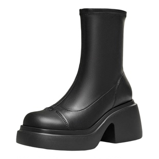 【40码】中筒靴百丽集团品牌合集时尚女鞋新款牛皮时尚通勤靴子