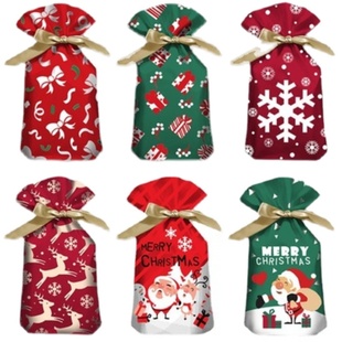 圣诞节礼品袋丝带抽绳袋平安果儿童糖果包装袋可爱卡通束口塑料袋