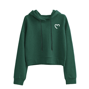墨绿短款卫衣女连帽薄款2025年春秋韩版宽松高腰欧美外套ins潮酷