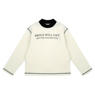 【暖姜发热抗菌】RBIGX瑞比克童装秋季新款半高领撞色男童长袖T恤