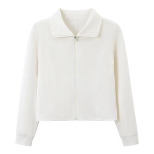 bbfer本依凡春季白色外套女无帽紧身卫衣时尚减龄简约WYSWT0155