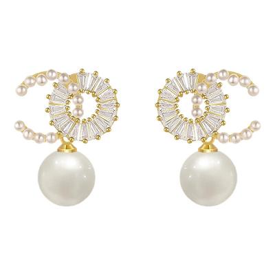 古里雅轻奢双C珍珠耳饰女