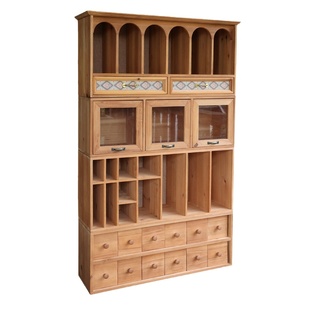 叁杉复古桌面收纳盒抽屉式木质置物柜手账文具画笔书桌整理置物架