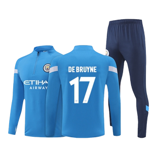 新款秋冬曼城足球服训练服长袖训练套装男儿童球衣哈兰德队服定制