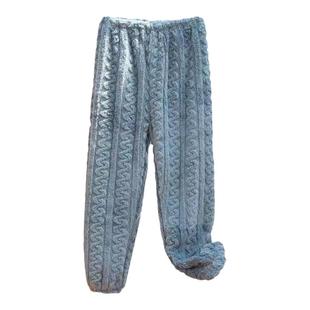 新款提花暖暖懒懒裤外穿秋冬宽松睡裤珊瑚绒家居裤女束脚保暖裤厚