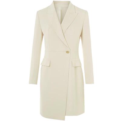 [朗姿奥莱]朗姿法式时尚高级感气质收腰黑色白色连衣裙2024年春季