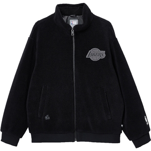 杰克琼斯NBA联名湖人队2025年新款男装冬季棉衣宽松立领外套