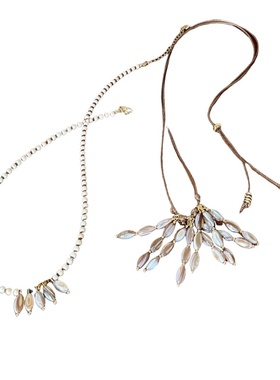 流苏原创设计虎眼石小众牛津贝