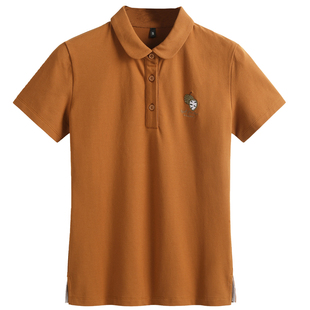 时尚释迦果刺绣圆角polo衫都市潮流韩版修身珠地棉短袖T恤百搭款T