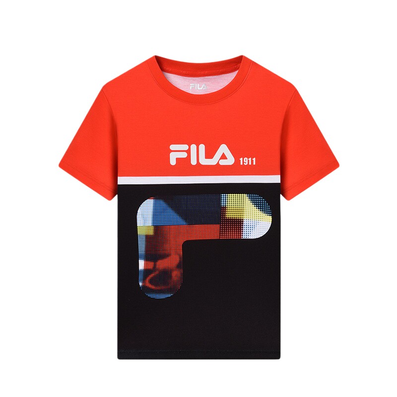 【凉感面料】FILA斐乐童装儿童t恤2022夏季新款男小童舒适短袖潮